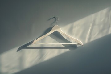 Sticker - A single white hanger hangs from a wall, providing a minimalist decor accent