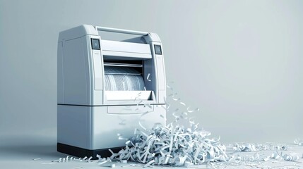 Aufkleber - A pile of shredded paper resting on top of an office machine, ready for disposal or recycling