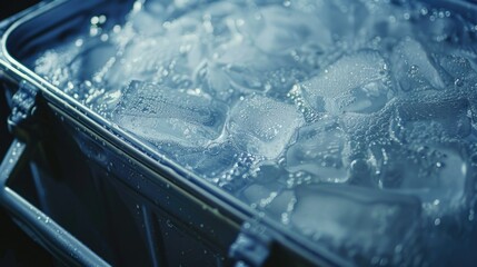 Sticker - A close-up shot of a piece of luggage with ice inside, perfect for use as a prop or background element