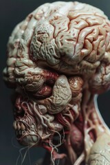 Poster - A close-up view of a human brain, showcasing its internal structures