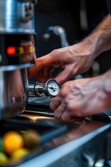 Poster - A person holding and using a gauge in a close-up shot