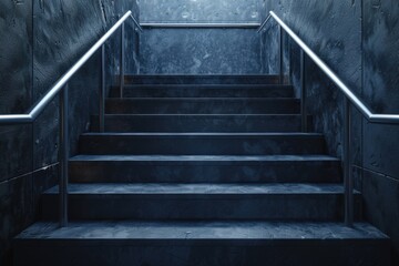 Poster - A stairway leading up to the top of a building