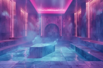 Poster - A cozy room with a pool in the center, ideal for relaxation or fitness