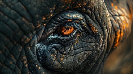 Wall Mural - close-up view of the eye of a giant mammoth the ancient prehistoric animal.