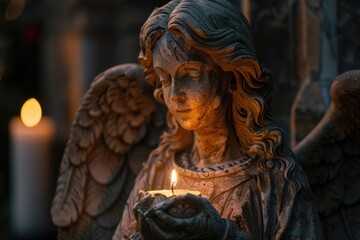 Aufkleber - An angel holds a lit candle, symbolizing guidance and hope