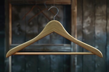 Aufkleber - A wooden hanger hung from a wooden wall, suitable for use in interior design or home decor contexts