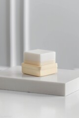 Poster - Three white storage boxes placed on a table, suitable for office or workspace use