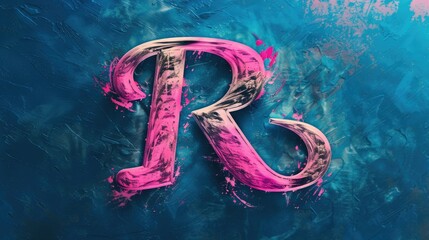 Wall Mural - A detailed view of a hand-painted letter R on a surface, suitable for use in designs or illustrations