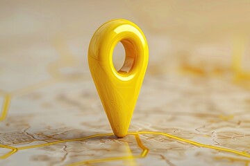 Fototapete - A map showing a location marked with a yellow pin