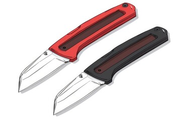 Poster - Two sharp knives placed side by side on a surface