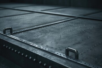 Poster - Close-up of a metal surface with rivets, suitable for industrial or mechanical contexts