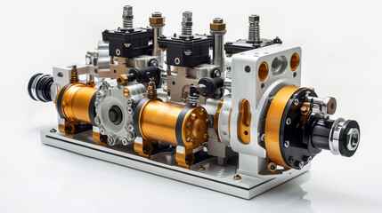 Poster - ABS hydraulic unit on white background. Generative AI.