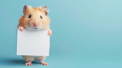 Canvas Print - Cute hamster holding a message board