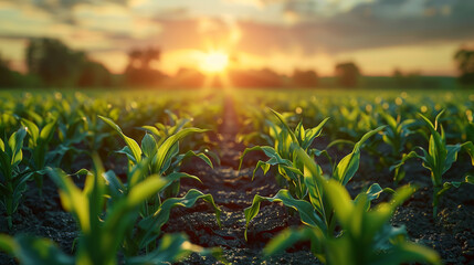 Wall Mural - Blurred image. Farmers use tablets to analyze data and experiment with growing corn. AI data innovation improves cultivation efficiency for quality. Analysis of farmer corn farming agriculture concept