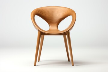 A modern wooden chair on solid white background, single object