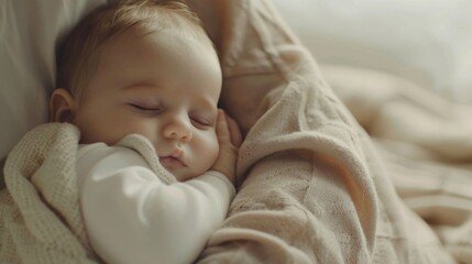 Wall Mural - Adorable Cute sleeping baby with mom