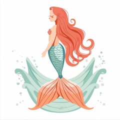 Wall Mural - Vector illustration of a beautiful mermaid.