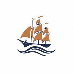 Wall Mural - Logo design with a sailing ship
