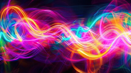 Wall Mural - Vibrant neon lights pulsating in abstract patterns