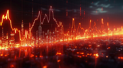 Aufkleber - Trading graph showing rapid decline in stock prices. Generative AI.