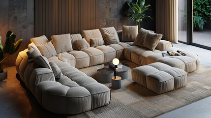 Wall Mural - Customizable modular sofas for versatile cinema arrangements.