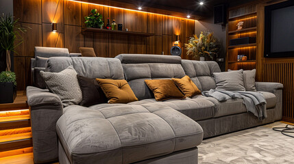 Wall Mural - Dual-reclining sofas for couples' cinema nights in comfort.