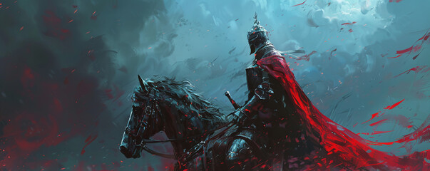 Wall Mural - A brave knight riding on a noble steed, ready to face any danger in the name of justice.