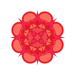 Wall Mural - Asian colorful floral mandala. Vector ethnic circular ornament. Stylish design in red shades