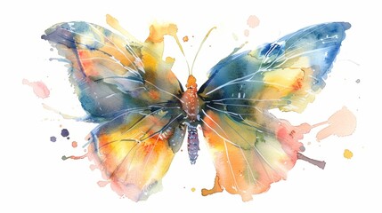 Wall Mural - Artistic watercolor painting drawing of beautiful butterfly