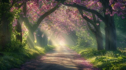 Colorful tree with Spring woods