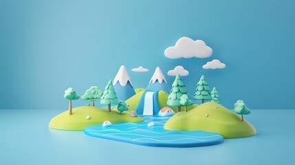 Canvas Print - Designing a 3D illustration icon for the International Day of Action for Rivers