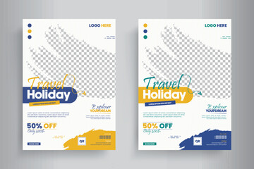 Wall Mural - Travel Flyer or Poster Template design layout, Travel agency flyer vector posters for business. 