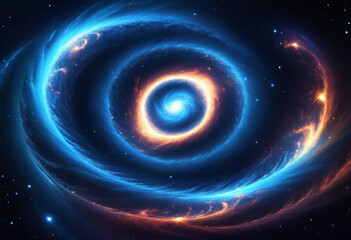 A blue spiral formation in the vast expanse of space, A celestial phenomenon like a supernova or black hole