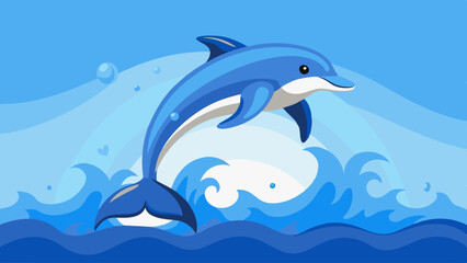 Wall Mural - dolphin jumping river vector illustration