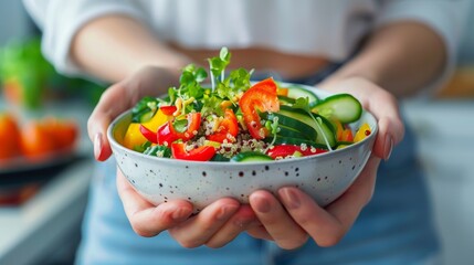 Healthy Quinoa Salad with Colorful Vegetables Illustrating Nutrition and Wellness Benefits