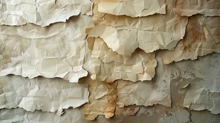 Wall Mural - A subtle background of layered paper textures with torn edges and varying shades of beige and brown