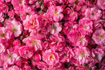 Wall Mural - Pink Flowers Bouquet: A Top View of Beautiful Rose Blooms in Shades of Pink