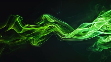 Wall Mural - Abstract green smoke on a black background with movement