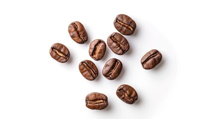 Wall Mural - Coffee beans that have been roasted set apart against a white backdrop