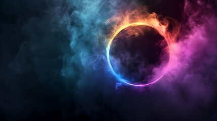 Wall Mural - abstract black hole with rainbow lighting, a dark black hole surrounded by vibrant rainbow lighting 