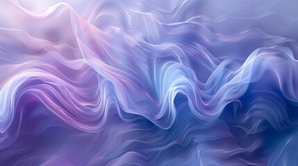 Wall Mural - Smooth, flowing abstract waves in gradient shades of blue and purple, creating a calming yet dynamic background