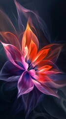 Wall Mural - Abstract vibrant flower wallpaper for mobile phones with colorful waves