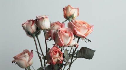 Wall Mural - A detailed shot showcasing roses against a pristine white backdrop