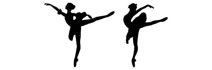 Wall Mural - Set silhouette illustration  background for a Ballet dancers