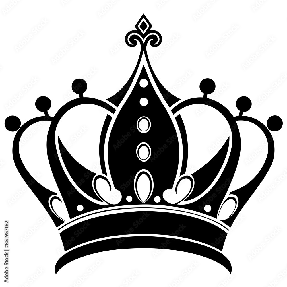 queen crown vector silhouette illustration svg file Stock Vector | Adobe  Stock, image size:1000x1000