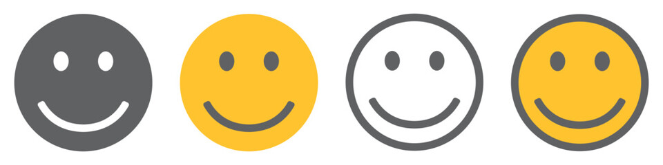 Set of smiley. Smiling face icon, cute smile. Happy emotion sign, emoticon symbol. Vector illustration.