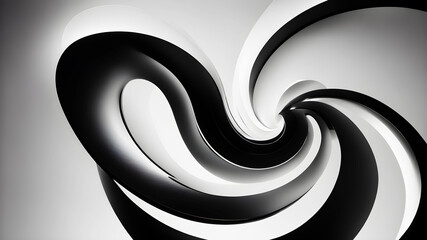 Wall Mural - A sophisticated and sleek swirl in black and white. The design should emphasize smooth curves and gradients, creating a minimalist yet striking visual. This would be perfect for a stylish and elegant 