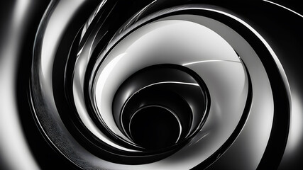 Canvas Print - A sophisticated and sleek swirl in black and white. The design should emphasize smooth curves and gradients, creating a minimalist yet striking visual. This would be perfect for a stylish and elegant 
