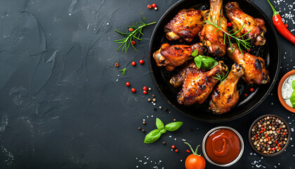 Wall Mural - Chicken wings cooking background