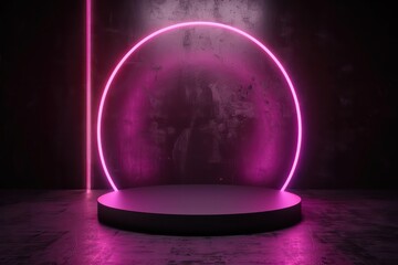 Poster - A large, circular stage with a pink glow surrounding it